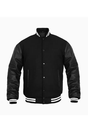 Wholesale Black Bomber Varsity Jacket