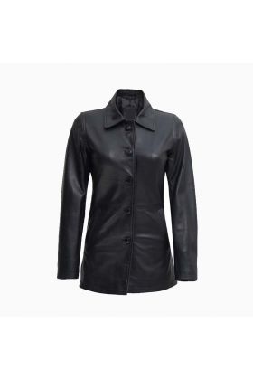 Wholesale Black Leather Car Coat for Women