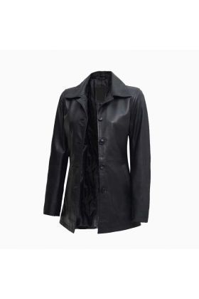 Wholesale Black Leather Car Coat for Women