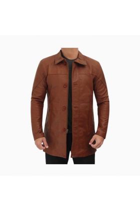 Wholesale Bristol Brown Leather Car Coat for Men