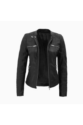 Wholesale Ladies Leather Jacket With Removable Hood