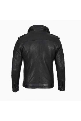 Wholesale Men's Black Waxed Leather Jacket