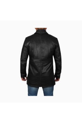 Wholesale 3 Quarter Length Black Leather Coat