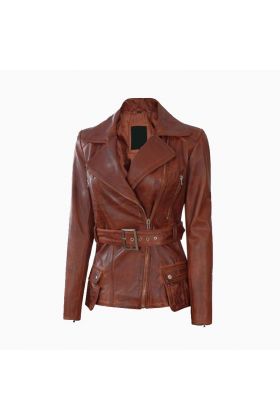 Wholesale Victoria Cognac Wax Women Leather Jacket