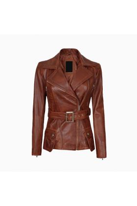 Wholesale Victoria Cognac Wax Women Leather Jacket