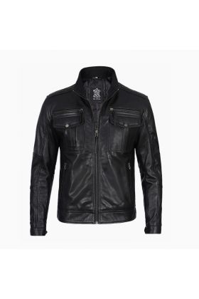 Wholesale Black Leather Biker Jacket for Men