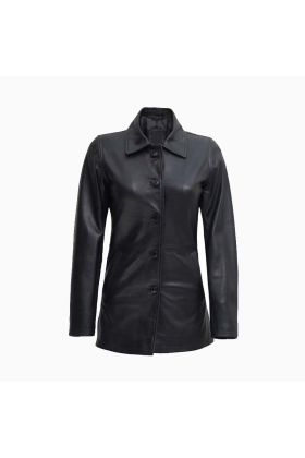 Wholesale Black Leather Car Coat for Women