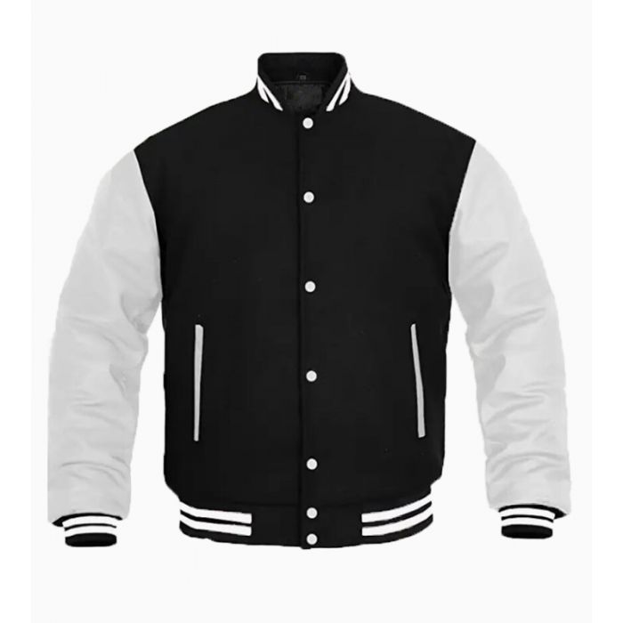 Black and White Letterman Varsity Jacket