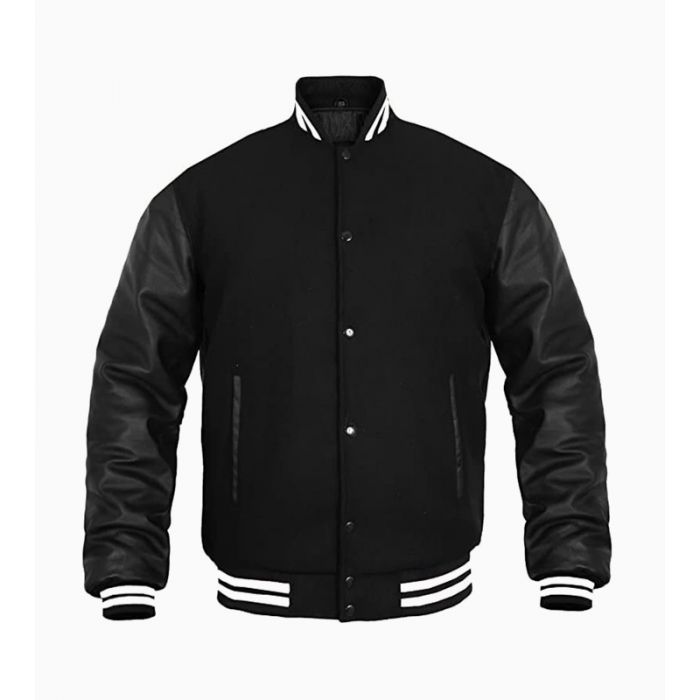 Wholesale Black Bomber Varsity Jacket