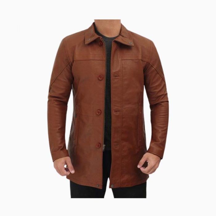 Wholesale Bristol Brown Leather Car Coat for Men