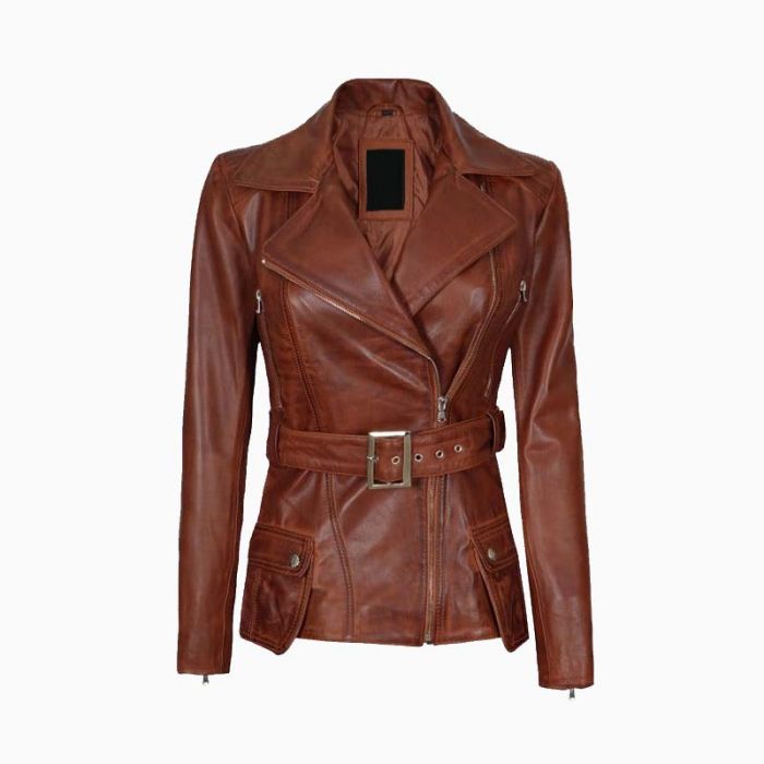 Wholesale Victoria Cognac Wax Women Leather Jacket