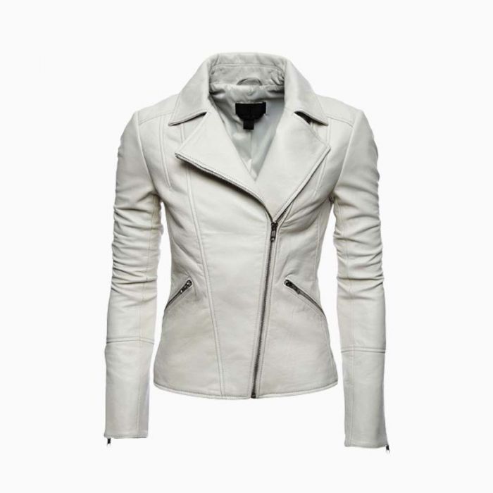 Wholesale Women Party Wear White Leather Jacket