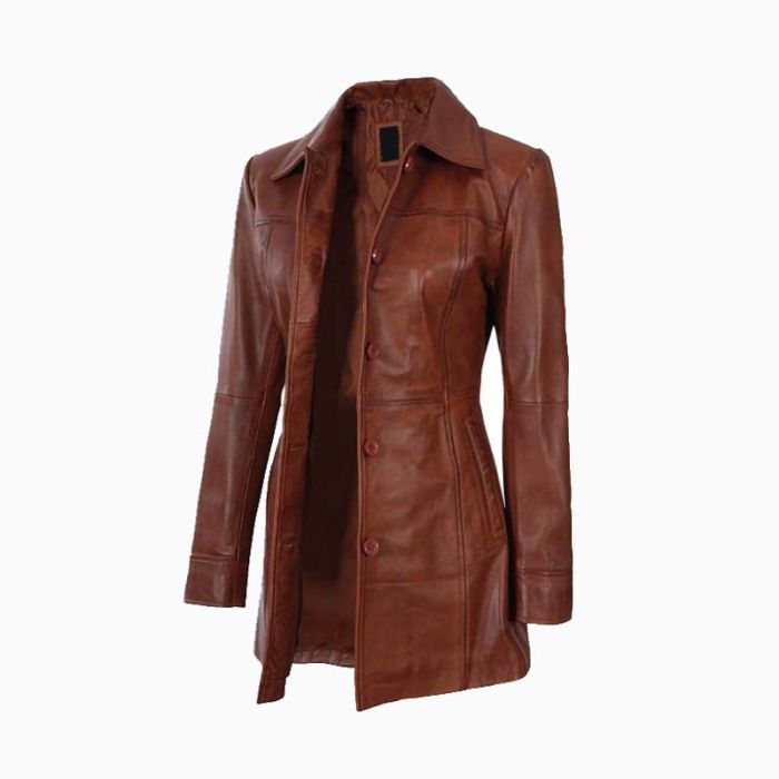 Wholesale Kandis Cognac Women's Leather Car Coat