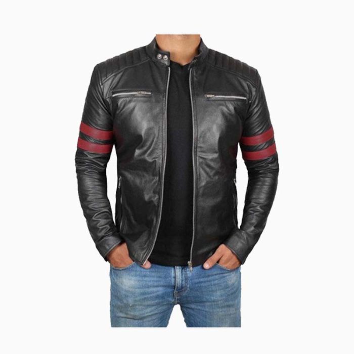 Wholesale Black and Red Stripe Cafe Racer Jacket