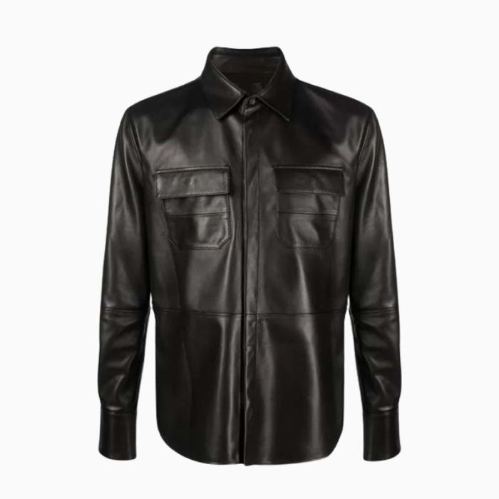 Wholesale Casual Men Fashion Leather Shirt
