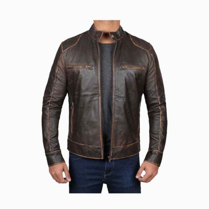 Wholesale Dodge Vintage Brown Leather Racer Jacket
