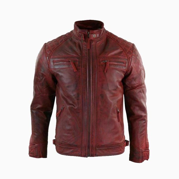 Wholesale Handmade Men Waxed Biker Leather Jacket