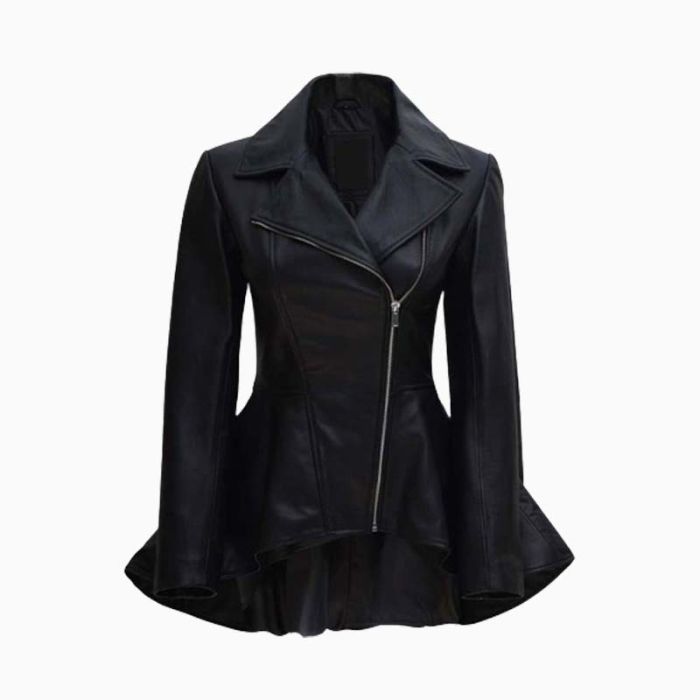 Wholesale Ladies Peplum Leather Jacket