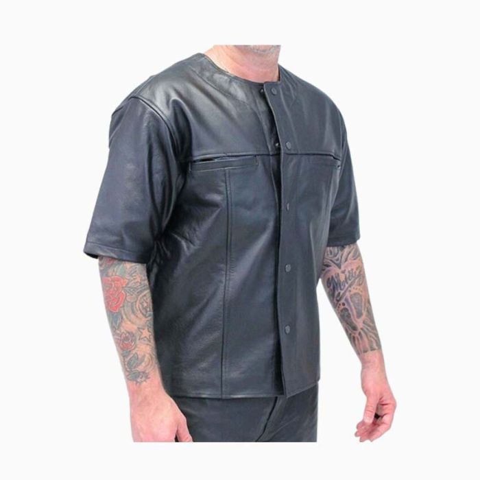 Wholesale Men American Vintage Style Leather Shirt