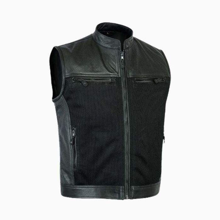 Wholesale Men Perforated Biker Leather Vest