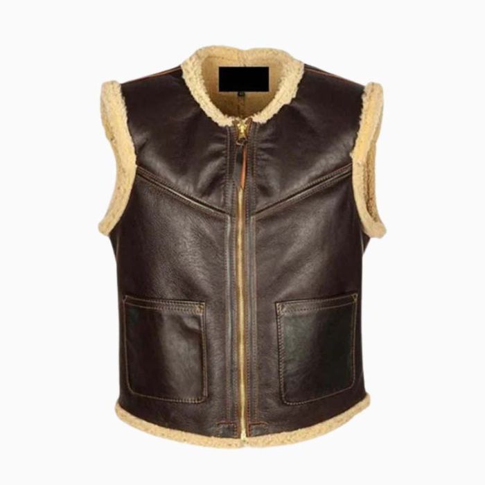 Wholesale Men Shearling Biker Style Leather Vest