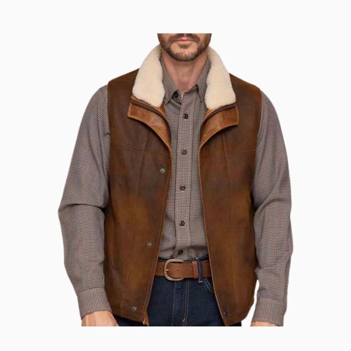 Wholesale Men Vintage Brown Leather Vest