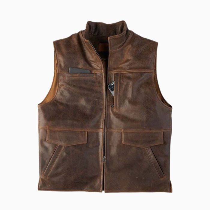Wholesale Modern Tactical Leather Vest for Men