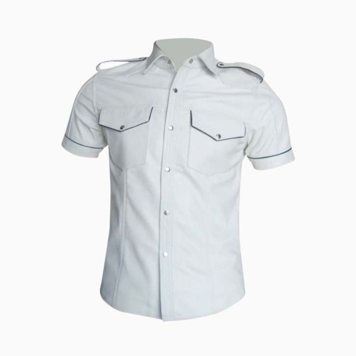 Wholesale White Leather Fashion Shirt for Men