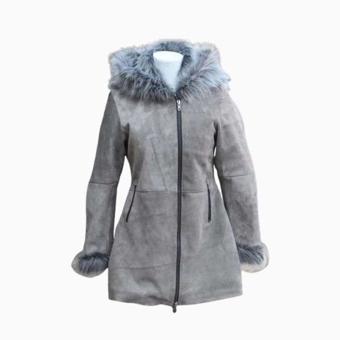 Wholesale Women Hooded Spanish Merino Leather Coat