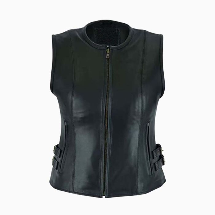 Wholesale Women Slim Fit Leather Vest Front View