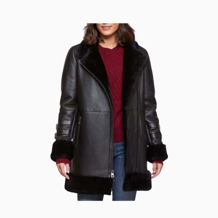 Wholesale Women Stylish Long Leather Overcoat