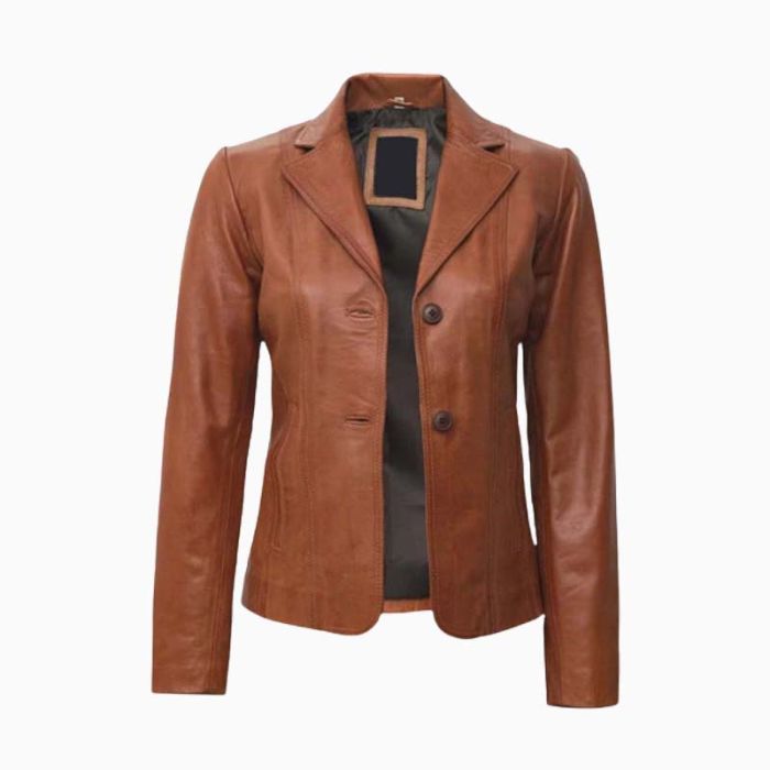 Wholesale Women's Two Button Leather Blazer Jacket