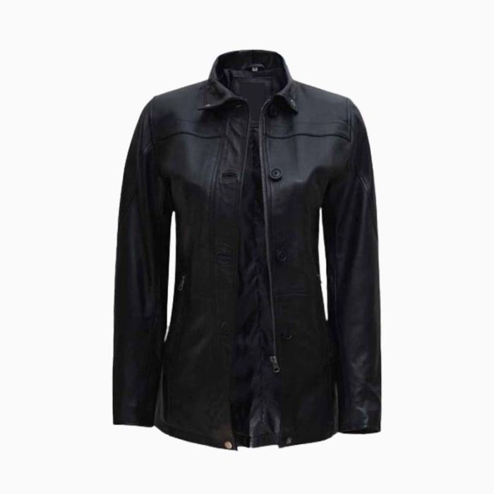 Wholesale Zipper Button Down Women Leather Car Coat