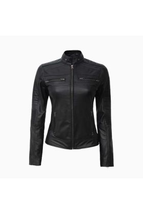 Wholesale Austin Cafe Racer Leather Jacket for Women