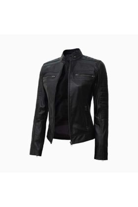 Wholesale Austin Cafe Racer Leather Jacket for Women