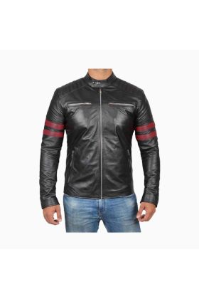 Wholesale Black and Red Stripe Cafe Racer Jacket