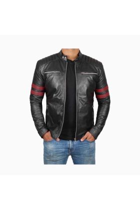 Wholesale Black and Red Stripe Cafe Racer Jacket