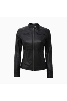Wholesale Dodge Racer Leather Jacket for Women