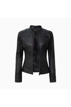 Wholesale Dodge Racer Leather Jacket for Women