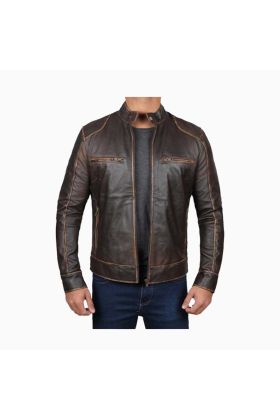 Wholesale Dodge Vintage Brown Leather Racer Jacket