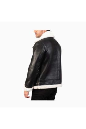 Wholesale Fur Collar Black and White Leather Jacket