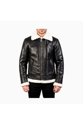 Wholesale Fur Collar Black and White Leather Jacket