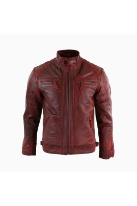 Wholesale Handmade Men Waxed Biker Leather Jacket