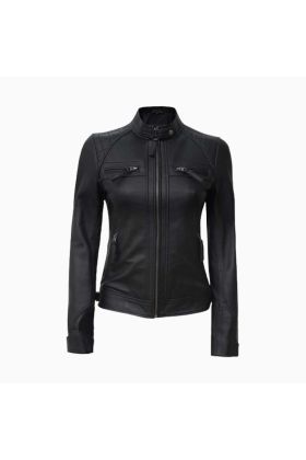 Wholesale Ladies Johnson Black Quilted Leather Jacket
