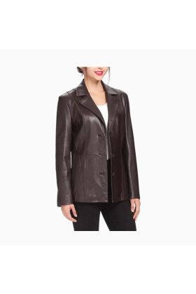Wholesale Ladies Modern Blazer Leather Coat
