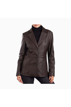 Wholesale Ladies Modern Blazer Leather Coat