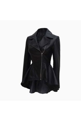 Wholesale Ladies Peplum Leather Jacket