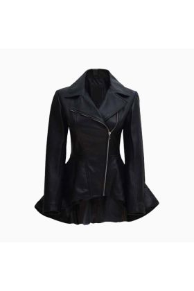 Wholesale Ladies Peplum Leather Jacket