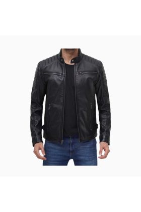 Wholesale Mens Leather Jacket with Decorative Padding