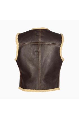 Wholesale Men Shearling Biker Style Leather Vest